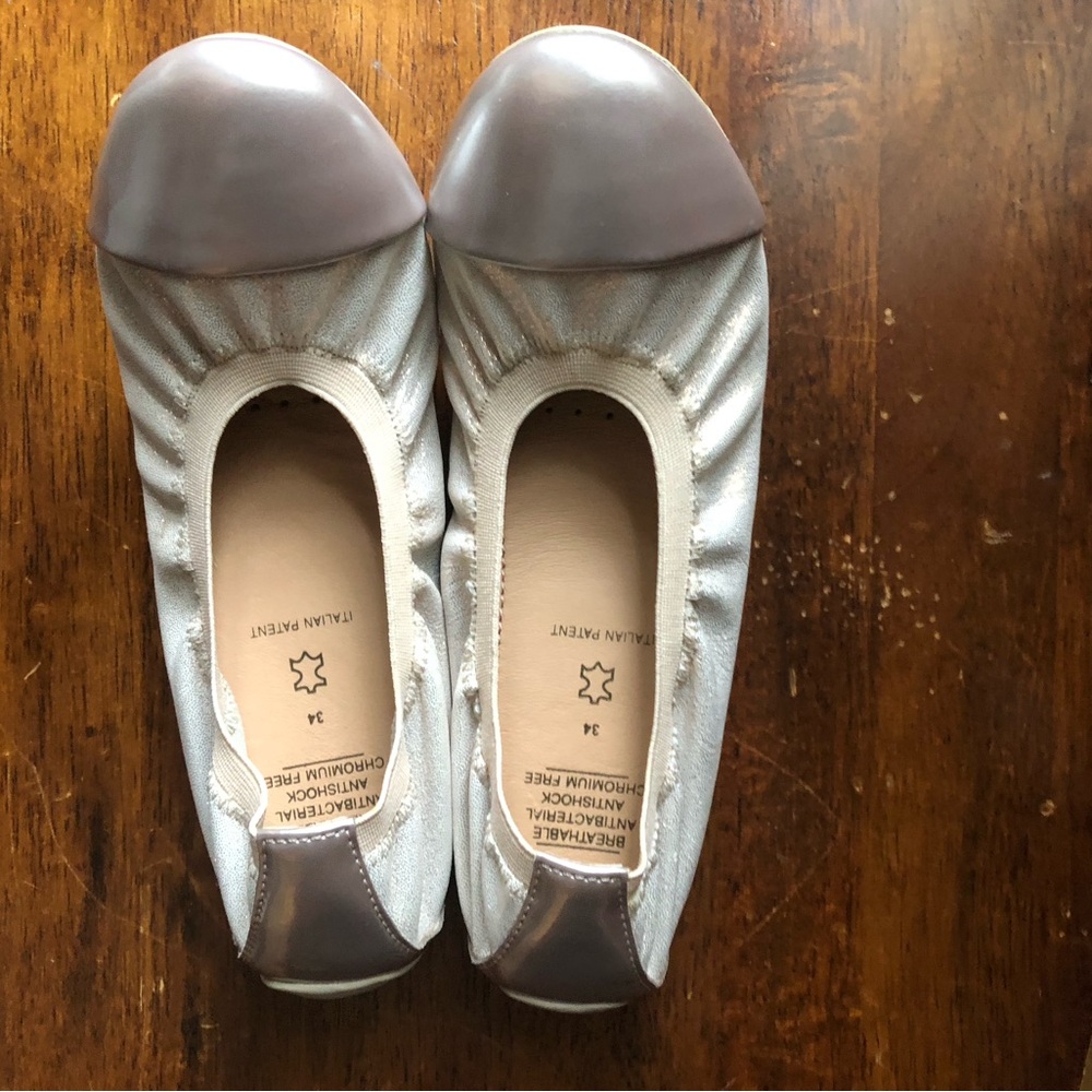 Geox Silver and Brown Ballet Flats